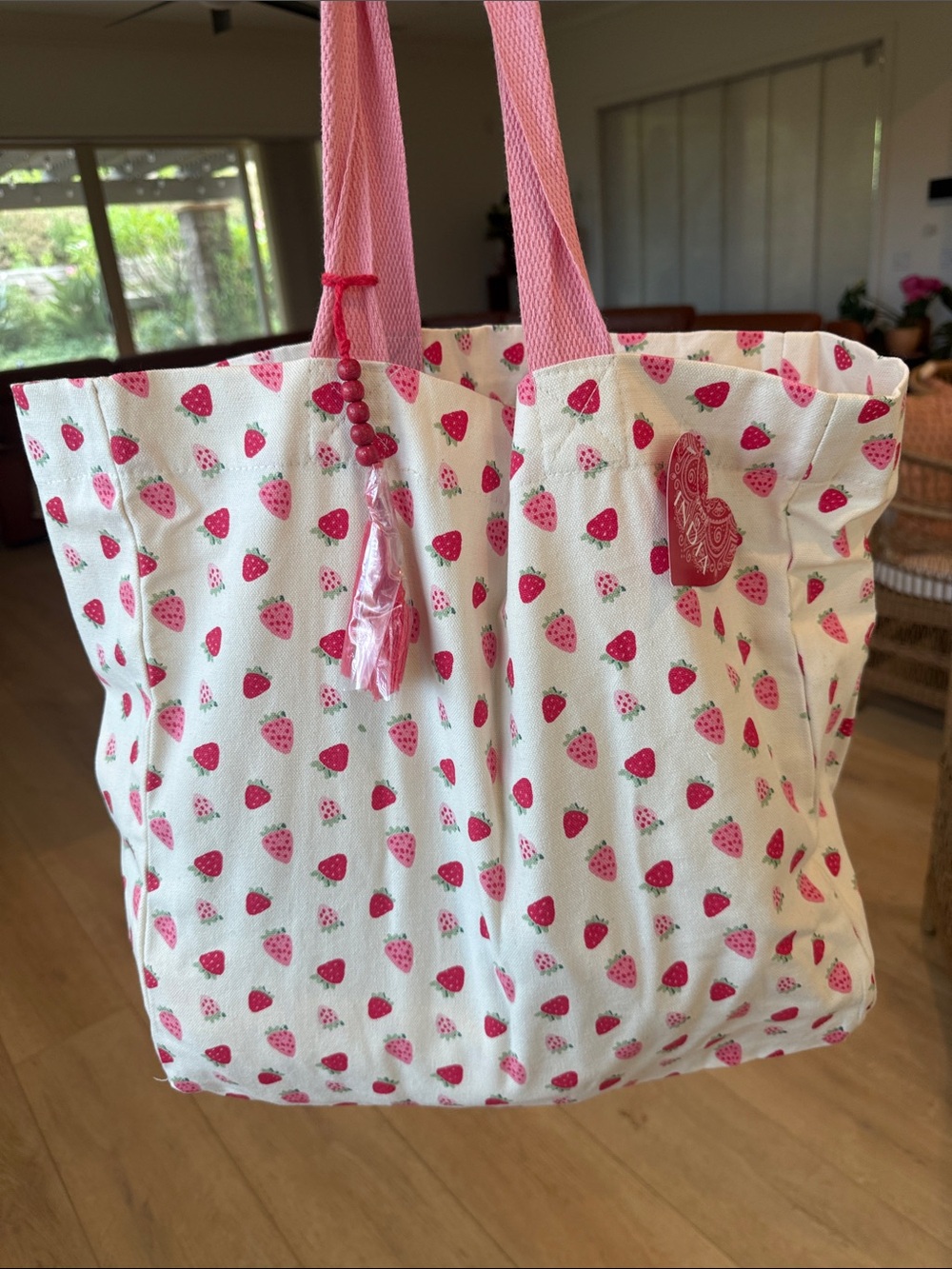 Strawberry tote bag reusable gift bag fabric